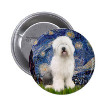 Starry Night - Old English #3 Button