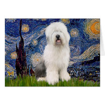 Starry Night - Old English #3 Greeting Cards