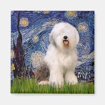 Starry Night - Old English 6 Fridge Magnets
