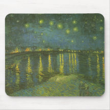 Starry Night Over Rhone by van Gogh, Vintage Art Mouse Mat