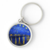 Starry Night Over the Rhone Round Keychain