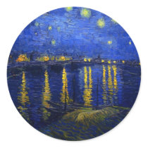 Starry Night Over The Rhone Round Stickers