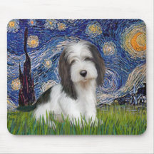 Starry Night - Petit Basset (PBGV) Mousepad