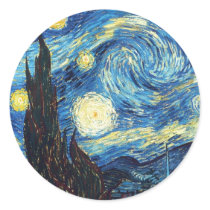 starry night round stickers