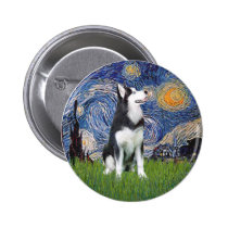 Starry Night - Siberian Husky #1 buttons
