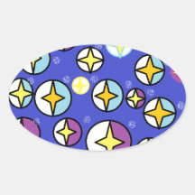 Starry Night Sky Orbs Oval Sticker