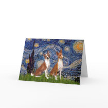Starry Night - two Basenji's Card