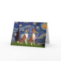 Starry Night - two Basenji's cards