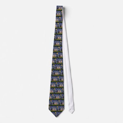 Starry Night - two Basenji's Neck Tie by masterpiecedogs