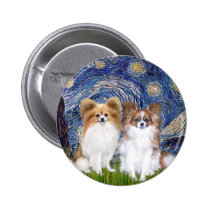 Starry Night - Two Papillons buttons