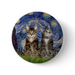 Starry Night - Two Tabby Tiger Cats buttons