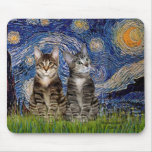 Starry Night - Two Tabby Tiger Cats mousepads