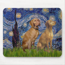 Starry Night - Two Vizslas Mouse Pad