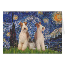 Starry Night - Two Wire Fox Terriers Cards