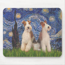 Starry Night - Two Wire Fox Terriers Mousepads