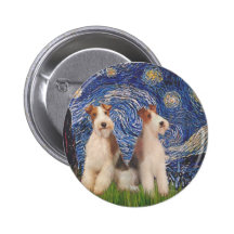 Starry Night - Two Wire Fox Terriers Pin