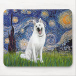 Starry Night - White German Shepherd Mousepad