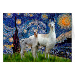 Starry Night with Two Llamas Cards