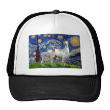 Starry Night with Two Llamas Hat