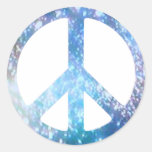 Starry Peace Sign Round Stickers