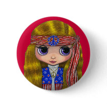 Stars and Stripes Hippie 4th of July Button