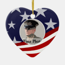 Stars and Stripes USA /  Military Prayer Christmas Tree Ornaments