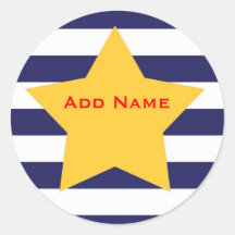 Stars & Stripes Boys Customisable Name Sticker