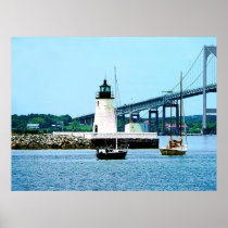 STARTING UNDER $20 -  Lighthouse, Bridge and Boats Poster
