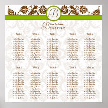 starts at $12.80 Damask Seating Chart 10 Tables Print