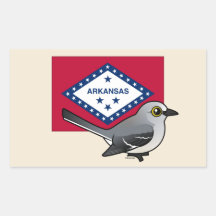State Birdorable of Arkansas: Northern Mockingbird Rectangle Sticker