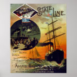 State Line Vintage Cruise Ship Travel Art Posters