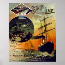 State Line Vintage Cruise Ship Travel Art
