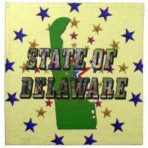 State of Delaware Picture Text and Map Cloth Napkin