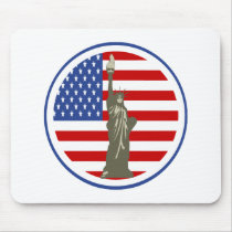 State of Liberty In USA Flag Mouse Pad
