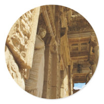Statue in a Library, Celsus Library, Ephesus Round Stickers