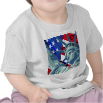 Statue of Liberty and Patriotic American Flag