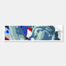 Statue of Liberty and Patriotic American Flag Bumper Stickers
