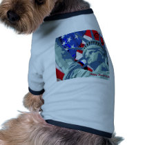 Statue of Liberty and Patriotic American Flag