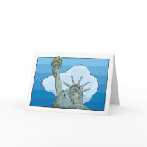 Statue Of Liberty Blue Greeting Cards
