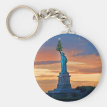 Statue of Liberty with Christmas Tree Key Chain