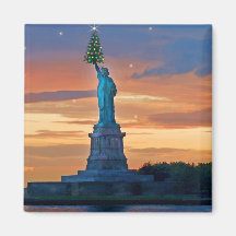 Statue of Liberty with Christmas Tree Magnet