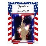 Statue of Liberty with Fireworks for 4th of July Custom Invites