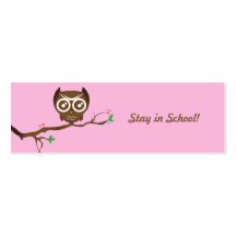 Stay in School Owl Bookmark Business Card Template