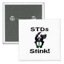 STDs Stinks Skunk Awareness Design Pinback Buttons