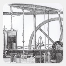 Steam Engine Square Sticker