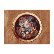 Steam Punk Space Chimp Portal Postcard