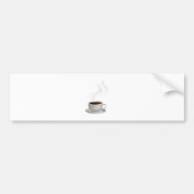 Steaming Coffee Cup on Saucer Bumper Sticker