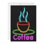 Steaming Cup of Neon Coffe Invite