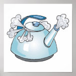 steaming tea pot kettle posters