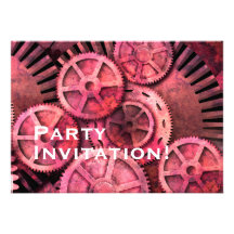 Steampink Steampunk Gears Custom Invites